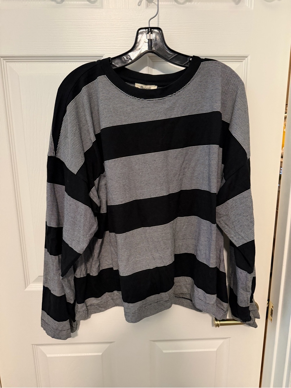 Madewell Black and Gray Striped Long-Sleeve
